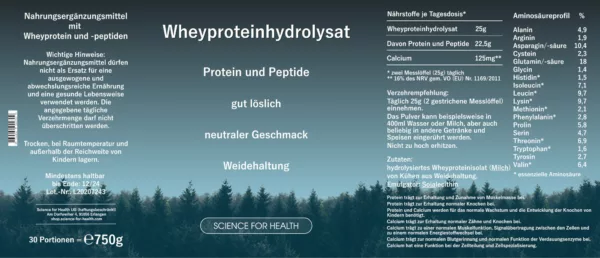 Whey-Hydrolysat | Science for Health 1