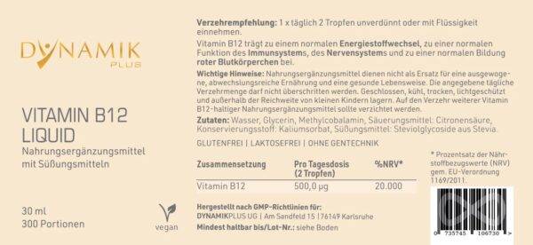 VITAMIN B12 LIQUID Daten | Dynamik Plus