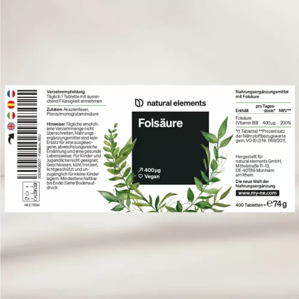 Folsäure Tabletten | natural elements 1