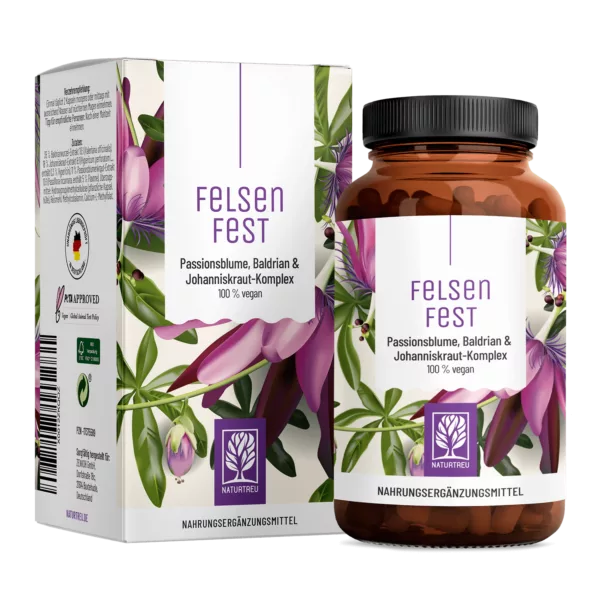 Felsenfest: Johanniskraut Baldrian Passionsblume Komplex - 1 Dose Felsenfest (die meisten Kunden kaufen 2 Dosen) von NATURTREU