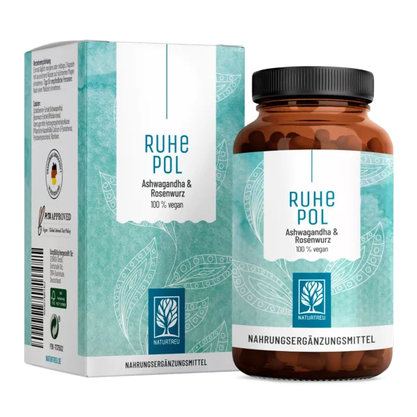 Ruhepol: Anti Stress Komplex mit Ashwagandha & Rosenwurz - 1 Dose Ruhepol (die meisten Kunden kaufen 2 Dosen) von NATURTREU