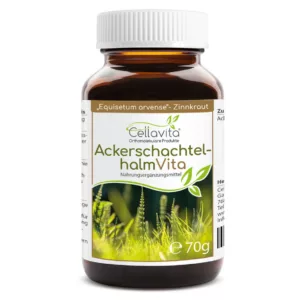 Ackerschachtelhalm (Zinnkraut) Vita | 70g (100 Tages-Vorrat) Pulver im Glas Cellavita