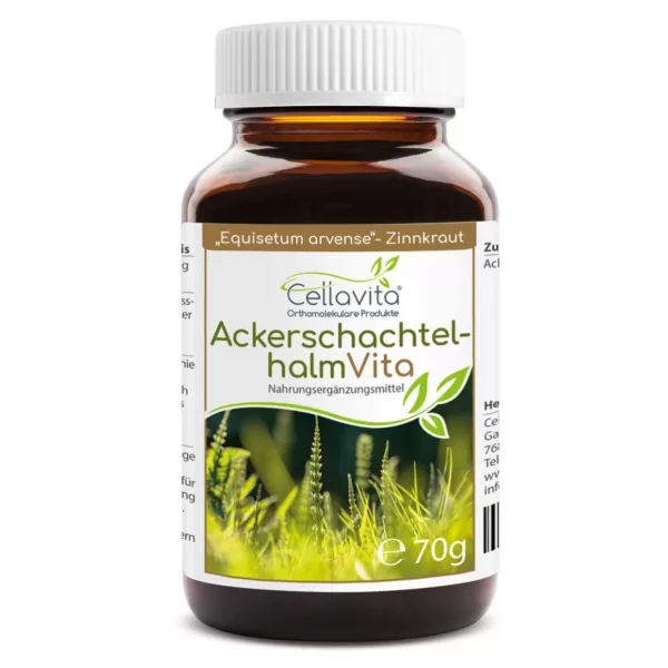 Ackerschachtelhalm (Zinnkraut) Vita | 70g (100 Tages-Vorrat) Pulver im Glas Cellavita