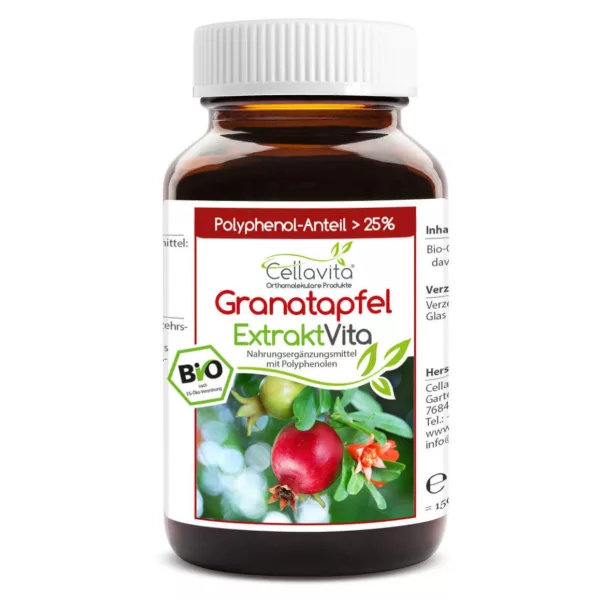 Bio Granatapfel-Extrakt Vita - 150 Kapseln - 75 Tagesvorrat Cellavita